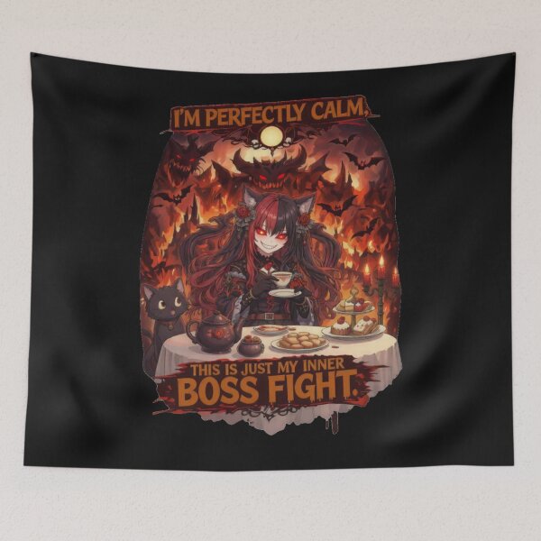 Item preview, I'm Perfectly Calm... This Is Just My Inner Boss Fight | Gothic anime gamer designed and sold by Revyra Design .