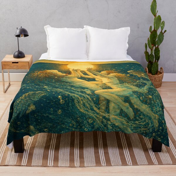 Item preview, Sunrise Water - Art Nouveau Illustration Vintage Mythological Sea Nymphs Scene for Fantasy Art Lovers designed and sold by RickE.