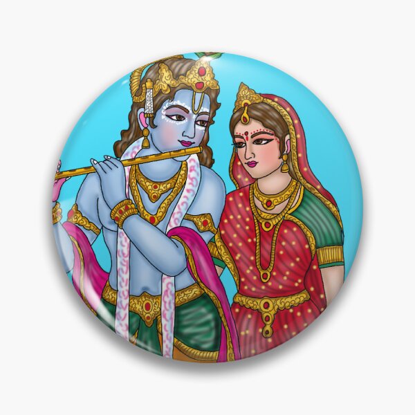 Item preview, Lord Radha Krishna Artwork | Divine Love Hindu Digital Painting Illustration designed and sold by Harshit_Digital_Arts.