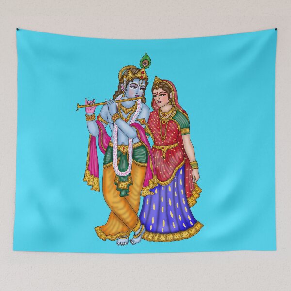 Item preview, Lord Radha Krishna Artwork | Divine Love Hindu Digital Painting Illustration designed and sold by Harshit_Digital_Arts.