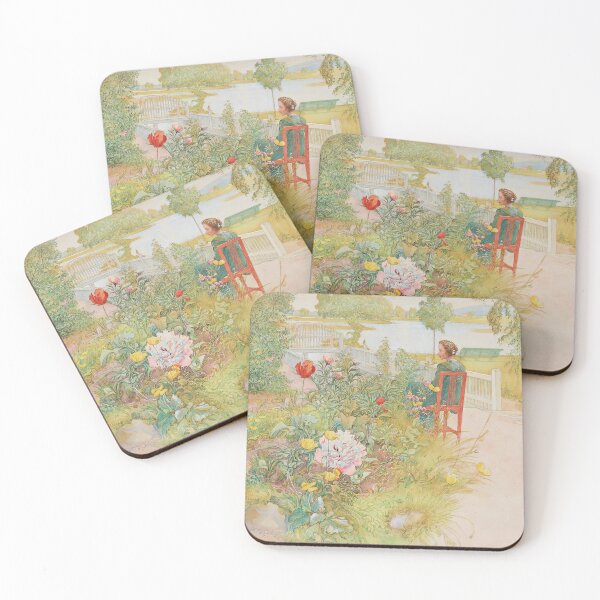 Item preview, Summer in Sundborn by Carl Larsson - Garden Landscape Watercolor Woman for Cottagecore Decor designed and sold by RickE.