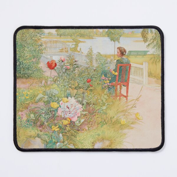 Item preview, Verano en Sundborn por Carl Larsson - Paisaje de jardín en acuarela con una mujer para decoración estilo cottagecore designed and sold by RickE.