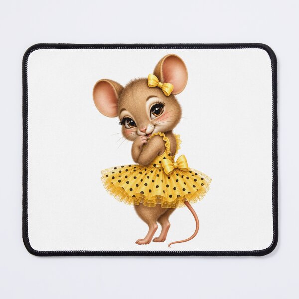 Item preview, Cute Field Mouse Ballerina Yellow Polka Dot Tutu Kawaii Animal Illustration designed and sold by RoPrincess.