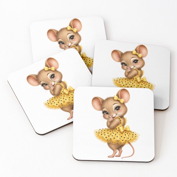 Item preview, Cute Field Mouse Ballerina Yellow Polka Dot Tutu Kawaii Animal Illustration designed and sold by RoPrincess.