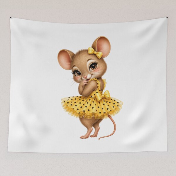Item preview, Cute Field Mouse Ballerina Yellow Polka Dot Tutu Kawaii Animal Illustration designed and sold by RoPrincess.