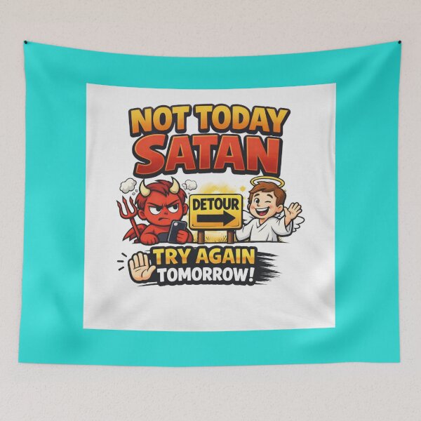Item preview, Not Today Satan – Funny Christian Cartoon Design designed and sold by Faithwave Hope & Haven.