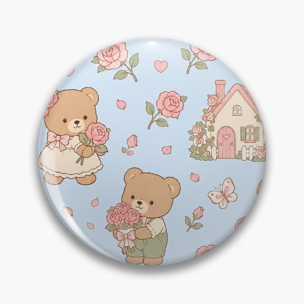 Item preview, Teddy Bear Rose Cottage Kawaii Pattern designed and sold by Soft Berry Studio.
