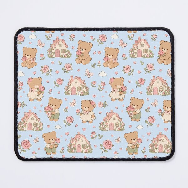 Item preview, Teddy Bear Rose Cottage Kawaii Pattern designed and sold by Soft Berry Studio.