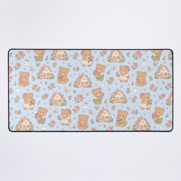 Item preview, Teddy Bear Rose Cottage Kawaii Pattern designed and sold by Soft Berry Studio.