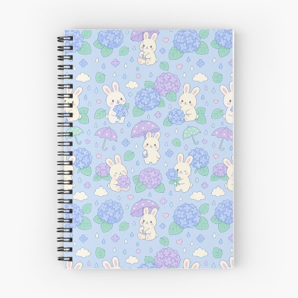 Item preview, Bunny Hydrangea Rain Kawaii Pattern designed and sold by Soft Berry Studio.