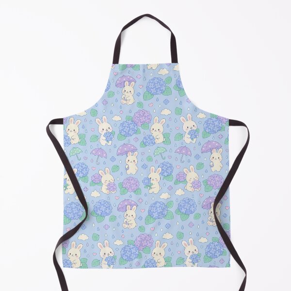 Item preview, Bunny Hydrangea Rain Kawaii Pattern designed and sold by Soft Berry Studio.