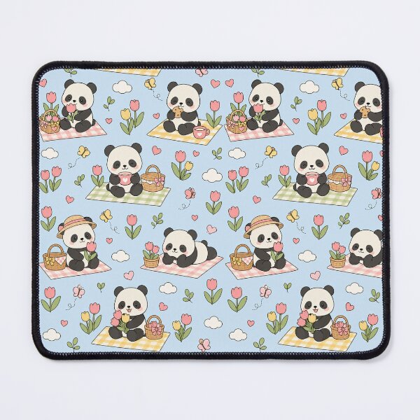 Item preview, Panda Tulip Picnic Kawaii Pattern designed and sold by Soft Berry Studio.