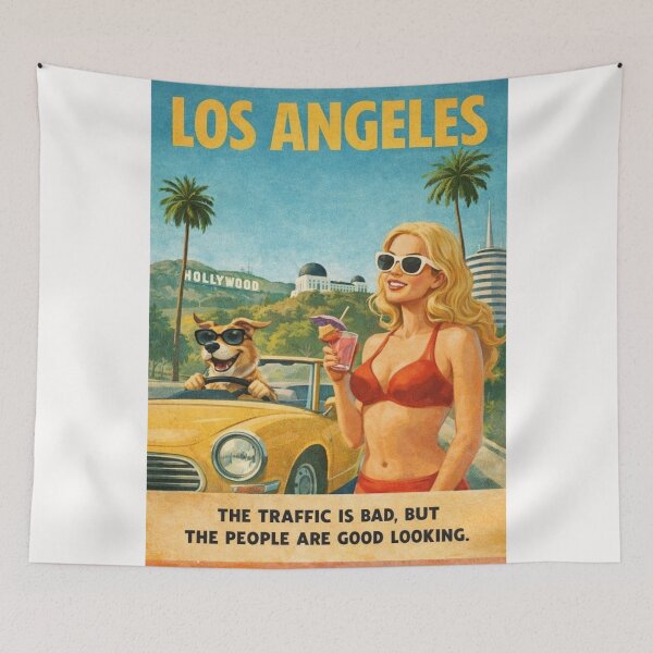 Item preview, Los Angeles Hollywood Sign Griffith Observatory California Skyline Humor designed and sold by Places On Earth.