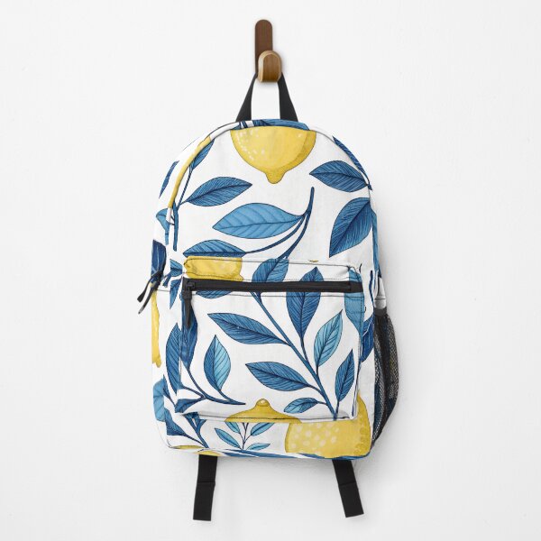Item preview, Yellow lemons and blue leaves designed and sold by Rue Market.