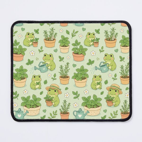 Item preview, Frog Herb Garden Kawaii Pattern designed and sold by Soft Berry Studio.