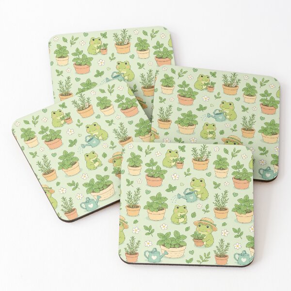 Item preview, Frog Herb Garden Kawaii Pattern designed and sold by Soft Berry Studio.