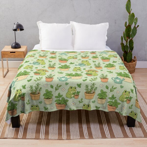 Item preview, Frog Herb Garden Kawaii Pattern designed and sold by Soft Berry Studio.