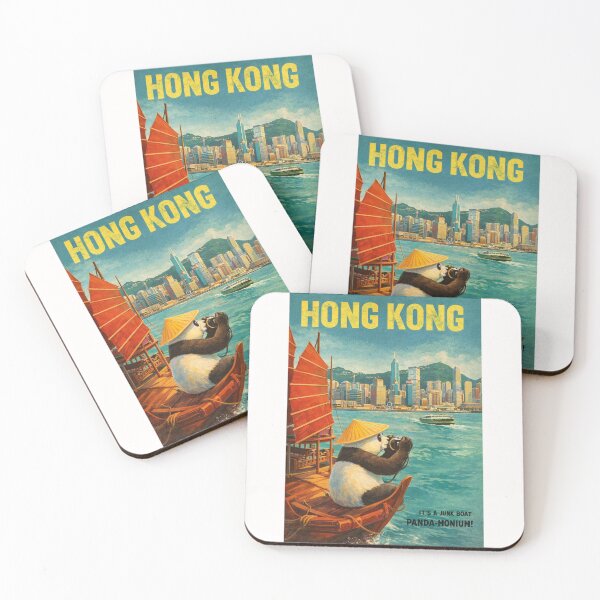 Aperçu de l'œuvre Vue panoramique du port Victoria de Hong Kong avec le Star Ferry et les jonques traditionnelles créée et vendue par Places On Earth.