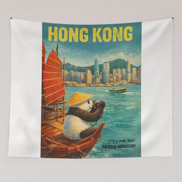 Item preview, Hong Kong Victoria Harbour Skyline with Star Ferry and Traditional Junk Boat designed and sold by Places On Earth.