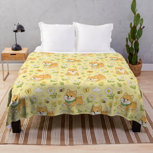 Aperçu de l'œuvre Motif Shiba Meadow Kawaii créée et vendue par Soft Berry Studio.