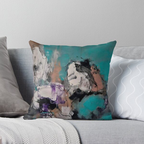 Item preview, Turquoise Bloom – Abstract Expressionist Floral Painting in Teal and Purple designed and sold by BuckaBaby.