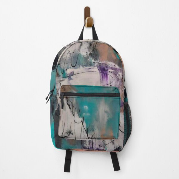 Item preview, Turquoise Bloom – Abstract Expressionist Floral Painting in Teal and Purple designed and sold by BuckaBaby.