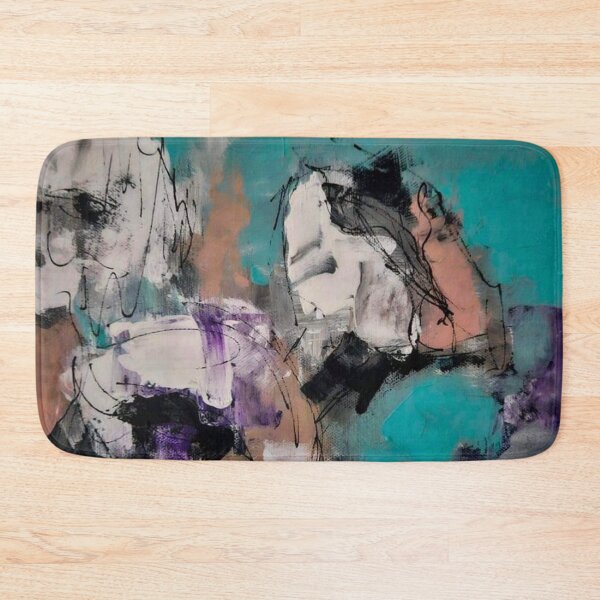 Item preview, Turquoise Bloom – Abstract Expressionist Floral Painting in Teal and Purple designed and sold by BuckaBaby.