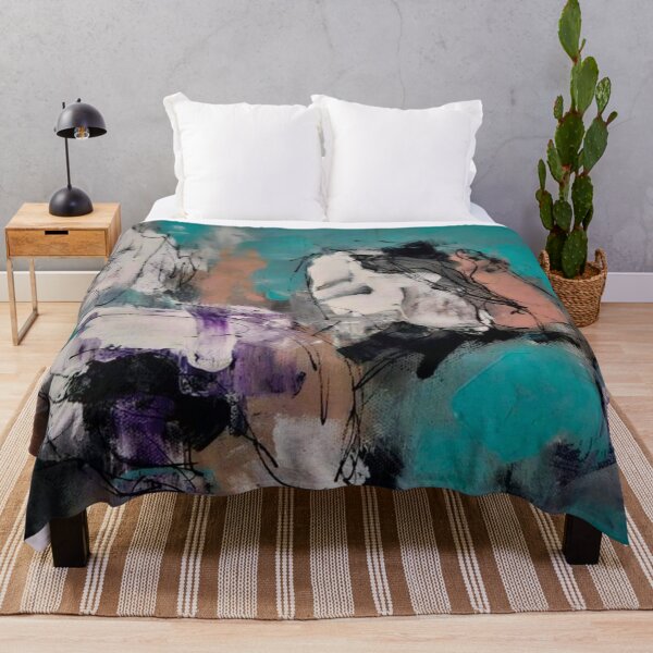 Item preview, Turquoise Bloom – Abstract Expressionist Floral Painting in Teal and Purple designed and sold by BuckaBaby.