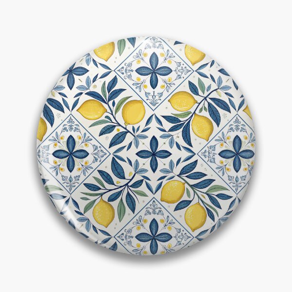Item preview, Yellow lemons and blue leaves designed and sold by Rue Market.