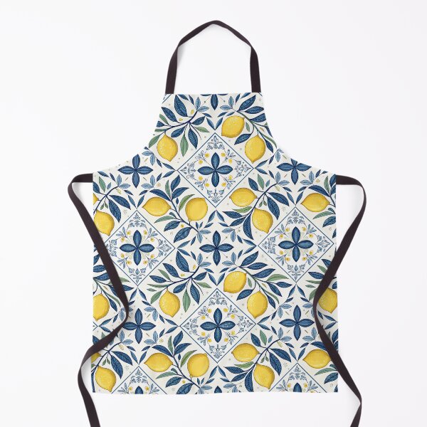 Item preview, Yellow lemons and blue leaves designed and sold by Rue Market.