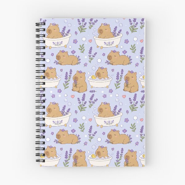 Item preview, Capybara Lavender Bath Kawaii Pattern designed and sold by Soft Berry Studio.