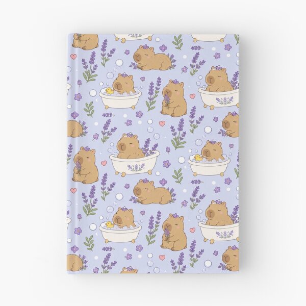 Item preview, Capybara Lavender Bath Kawaii Pattern designed and sold by Soft Berry Studio.