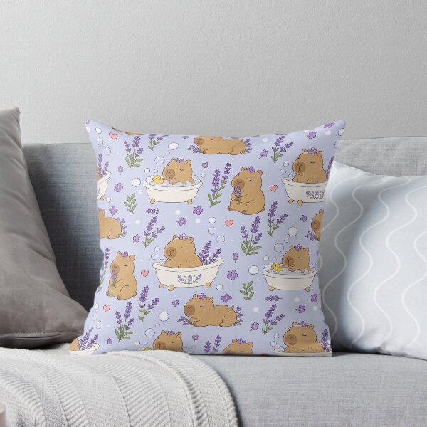 Item preview, Capybara Lavender Bath Kawaii Pattern designed and sold by Soft Berry Studio.