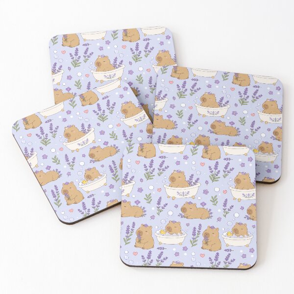 Item preview, Capybara Lavender Bath Kawaii Pattern designed and sold by Soft Berry Studio.