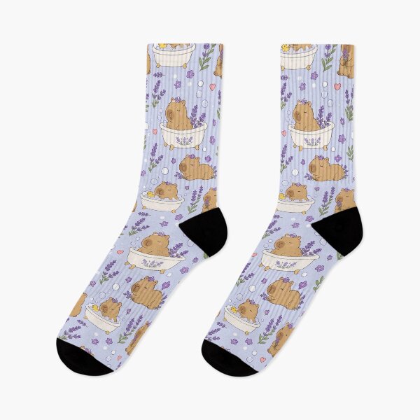 Item preview, Capybara Lavender Bath Kawaii Pattern designed and sold by Soft Berry Studio.