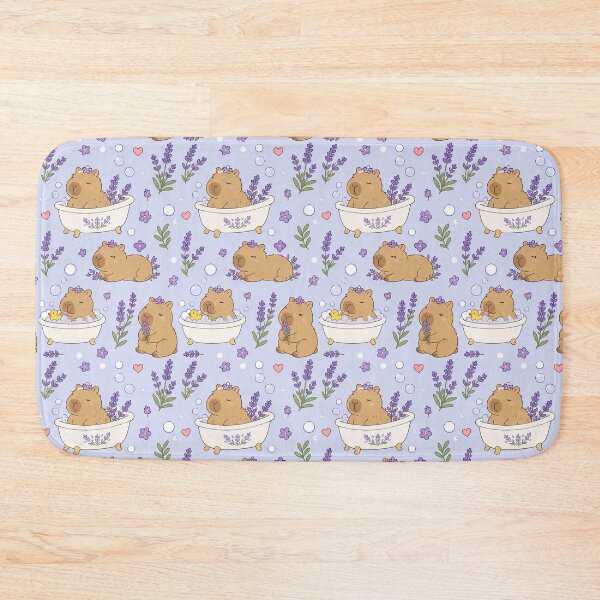 Item preview, Capybara Lavender Bath Kawaii Pattern designed and sold by Soft Berry Studio.