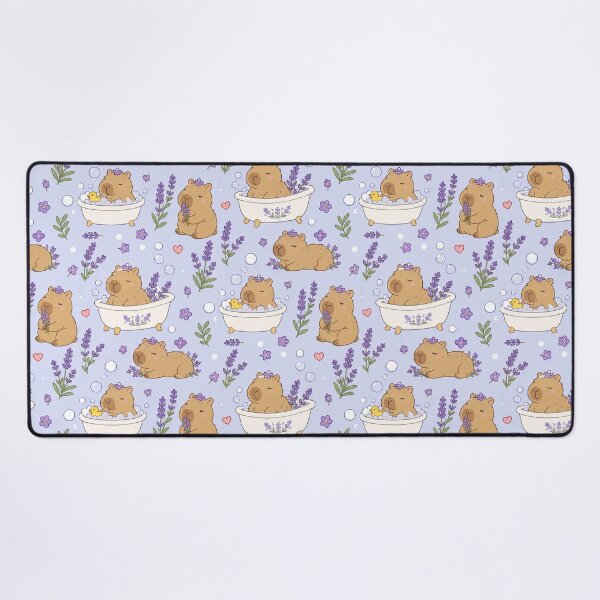 Item preview, Capybara Lavender Bath Kawaii Pattern designed and sold by Soft Berry Studio.