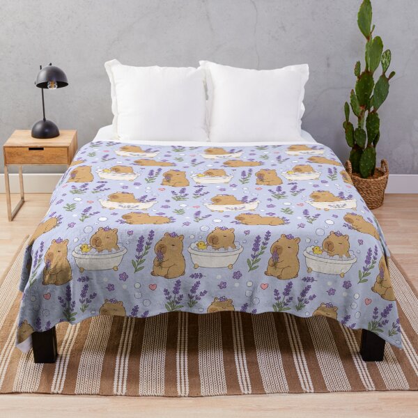 Item preview, Capybara Lavender Bath Kawaii Pattern designed and sold by Soft Berry Studio.