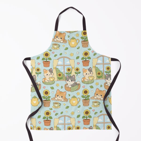 Item preview, Cozy Cat Sunflower Window Kawaii Pattern designed and sold by Soft Berry Studio.