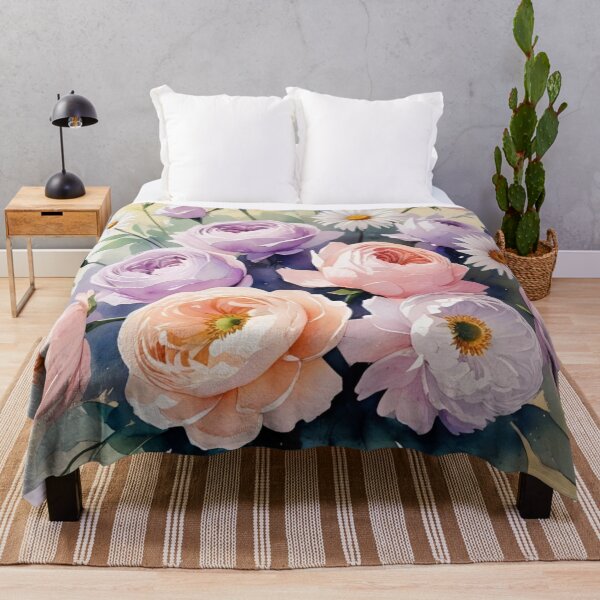 Item preview, Elegant Watercolor Pastel Rose and Daisy Bouquet designed and sold by LakLuxe studio .