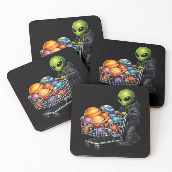 Item preview, Alien Grocery Shopping for Planets Premium Space Illustration designed and sold by builtforyou.