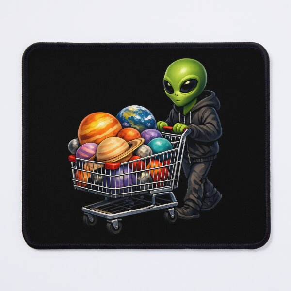 Item preview, Alien Grocery Shopping for Planets Premium Space Illustration designed and sold by builtforyou.