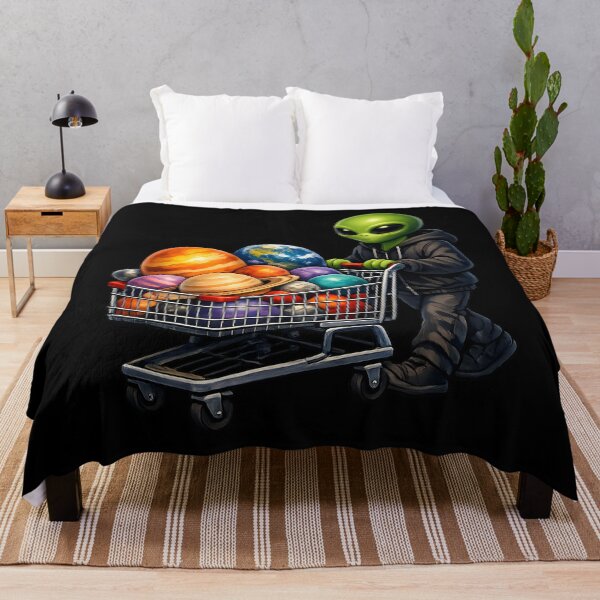 Item preview, Alien Grocery Shopping for Planets Premium Space Illustration designed and sold by builtforyou.