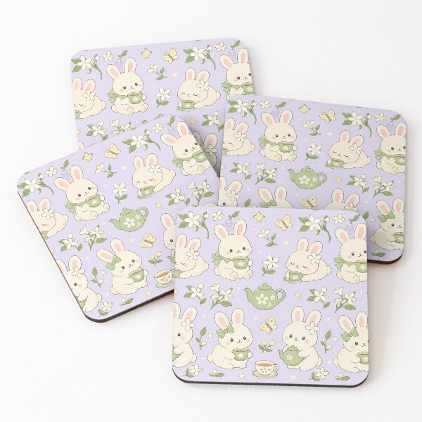 Item preview, Bunny Jasmine Tea Garden Kawaii Pattern designed and sold by Soft Berry Studio.