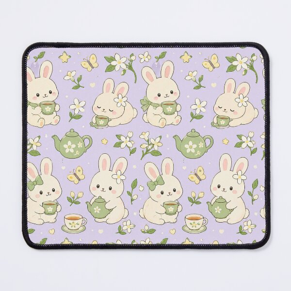 Item preview, Bunny Jasmine Tea Garden Kawaii Pattern designed and sold by Soft Berry Studio.