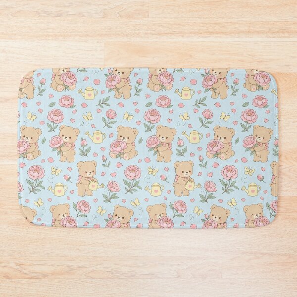 Item preview, Teddy Bear Peony Garden Kawaii Pattern designed and sold by Soft Berry Studio.