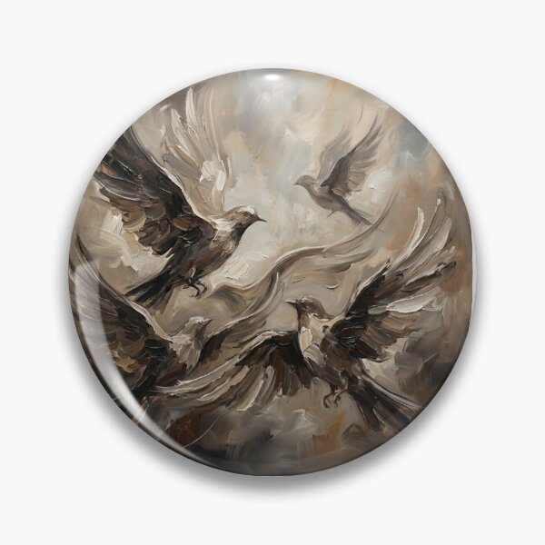 Item preview, Atmospheric Abstract Birds in Earthy Van Gogh Inspired Impasto Style designed and sold by OddlySticky.
