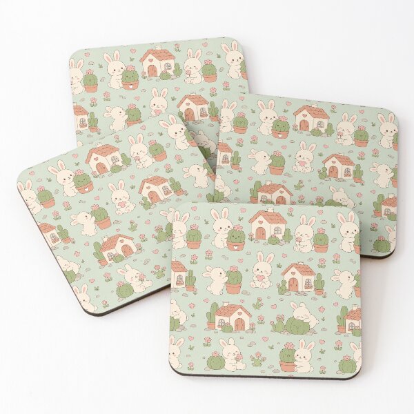 Item preview, Bunny Cactus Cottage Kawaii Pattern designed and sold by Soft Berry Studio.