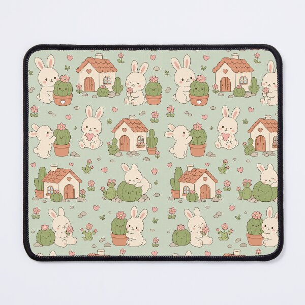 Item preview, Bunny Cactus Cottage Kawaii Pattern designed and sold by Soft Berry Studio.