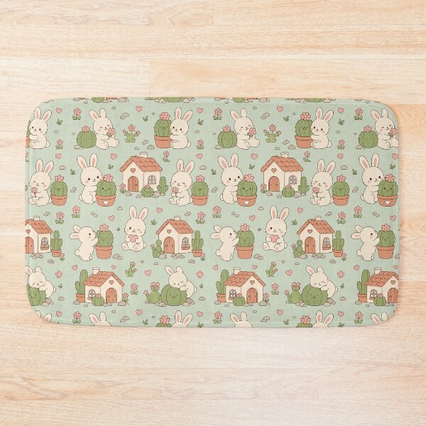 Item preview, Bunny Cactus Cottage Kawaii Pattern designed and sold by Soft Berry Studio.